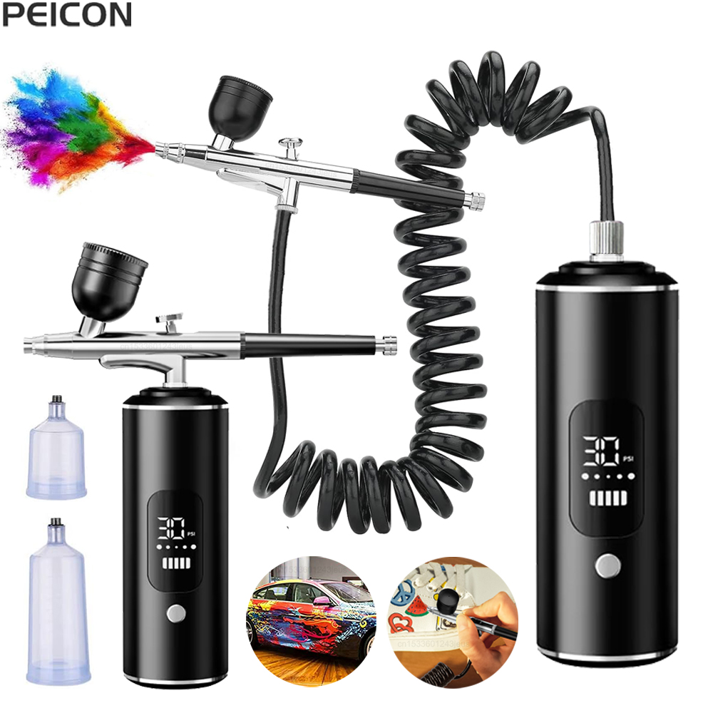 Airbrush Kit With Mini Compressor - البخاخة مع ضاغط البخاخة المحمولة الطلاء