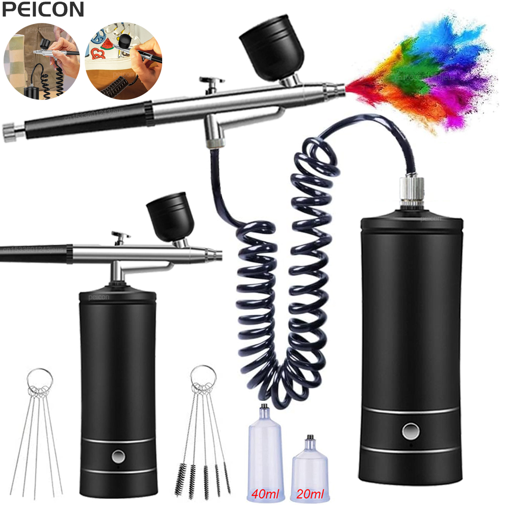 Airbrush Kit With Mini Compressor - البخاخة مع ضاغط البخاخة المحمولة رذاذ
