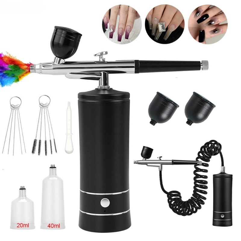 Airbrush Kit With Mini Compressor - طقم رش هوائي لطلاء الأظافر مع
