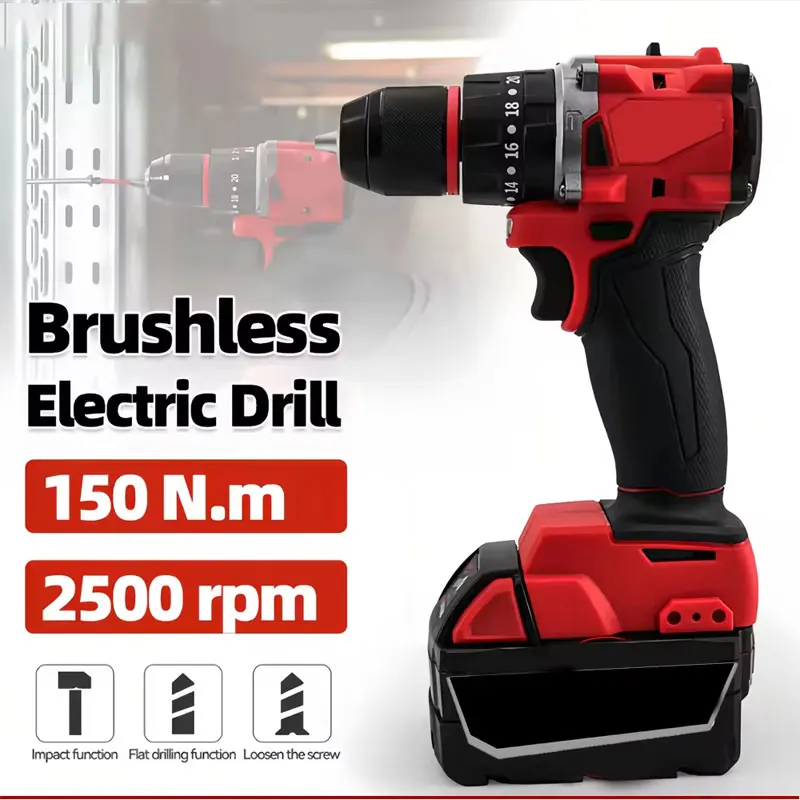 Brushless Cordless Electric Drill 18V - مثقاب كهربائي صغير بدون فرش، أداة