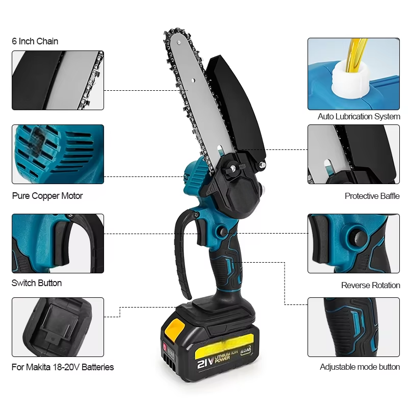 1700 دورة في الدقيقة 6 بوصة من - مراجعة Mini Electric Chainsaw 6 Inch وسعره