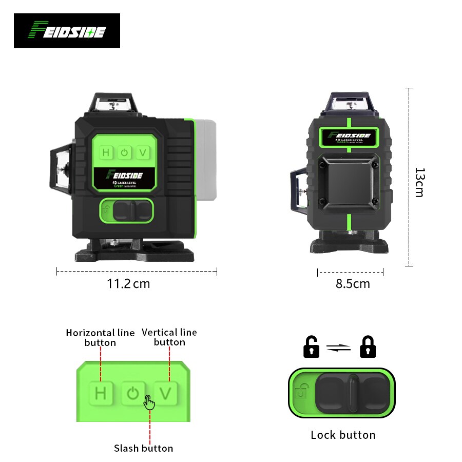 خطوط FEIDSIDE خط أخضر بمستوى ل - مراجعة Laser Level 16 Lines 4D Green وسعره