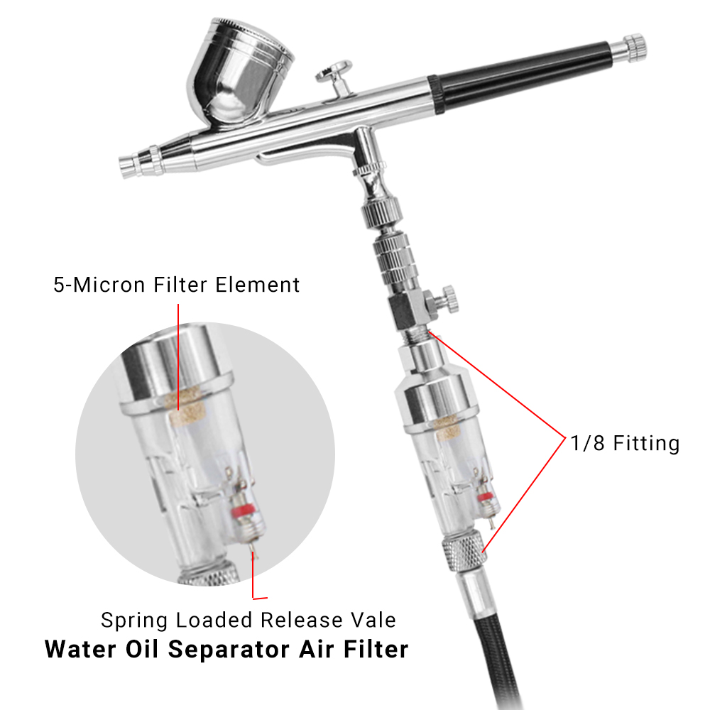 فلتر هواء قابل للفصل لفرشاة ال - مراجعة Airbrush Kit With Mini Compressor وسعره