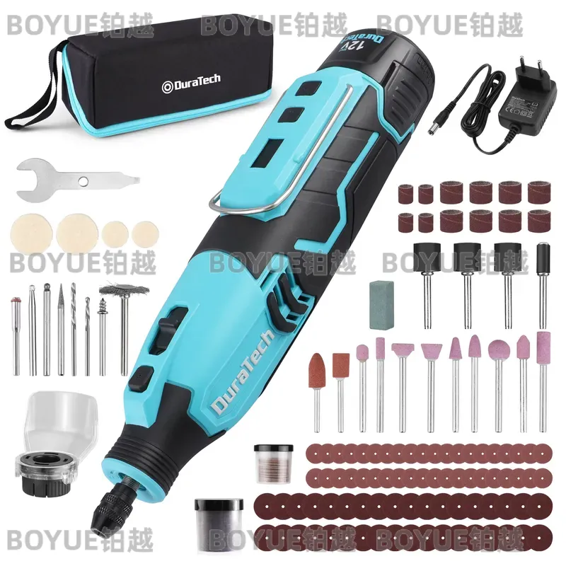 أداة دوارة لاسلكية 12 فولت بسر - مراجعة Cordless Rotary Tool Kit Accessories وسعره