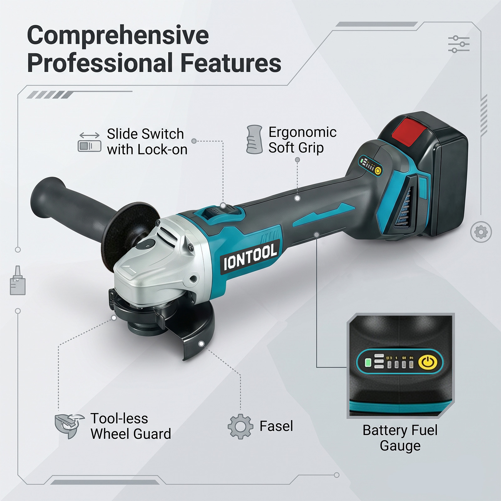 جلاخة زاوية لاسلكية IONTOOL بق - مراجعة Brushless Angle Grinder Battery Powered وسعره