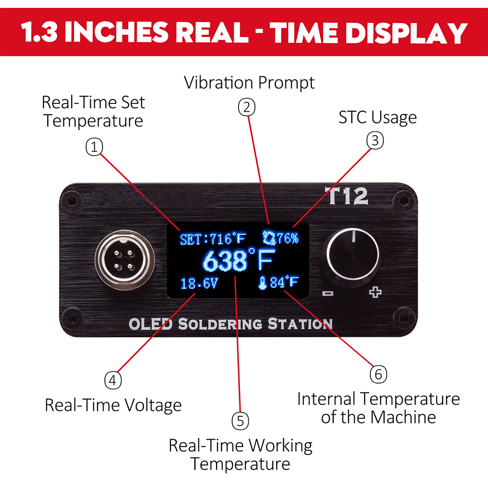 OLED T12 محطة لحام الحديد محطة - مراجعة Digital Soldering Station T12 وسعره