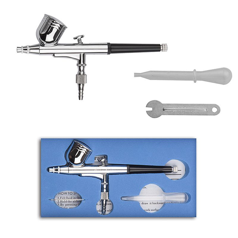 الجاذبية المزدوجة العمل البخاخ - مراجعة Airbrush Kit With Mini Compressor وسعره