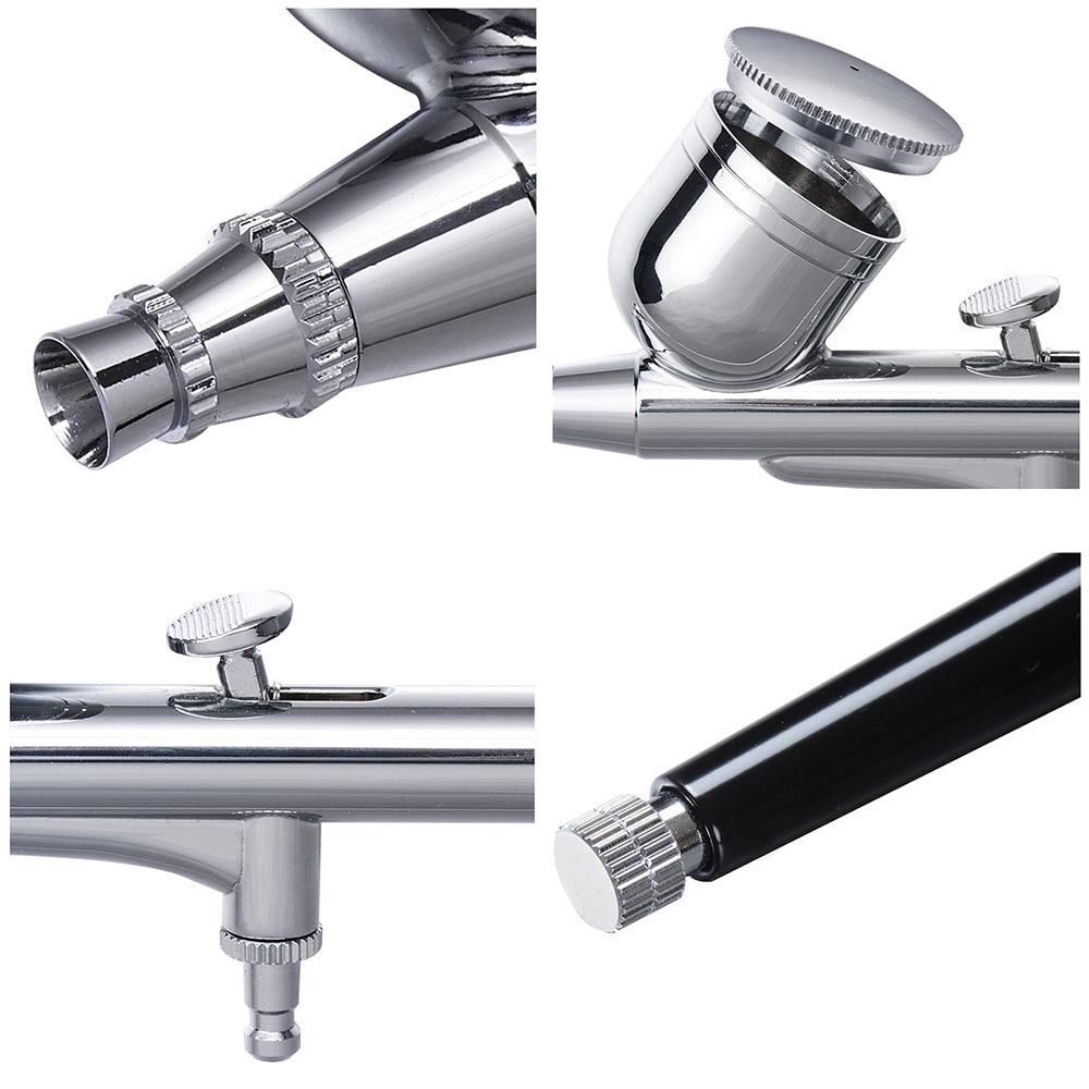 الجاذبية المزدوجة العمل البخاخ - مراجعة Airbrush Kit With Mini Compressor وسعره