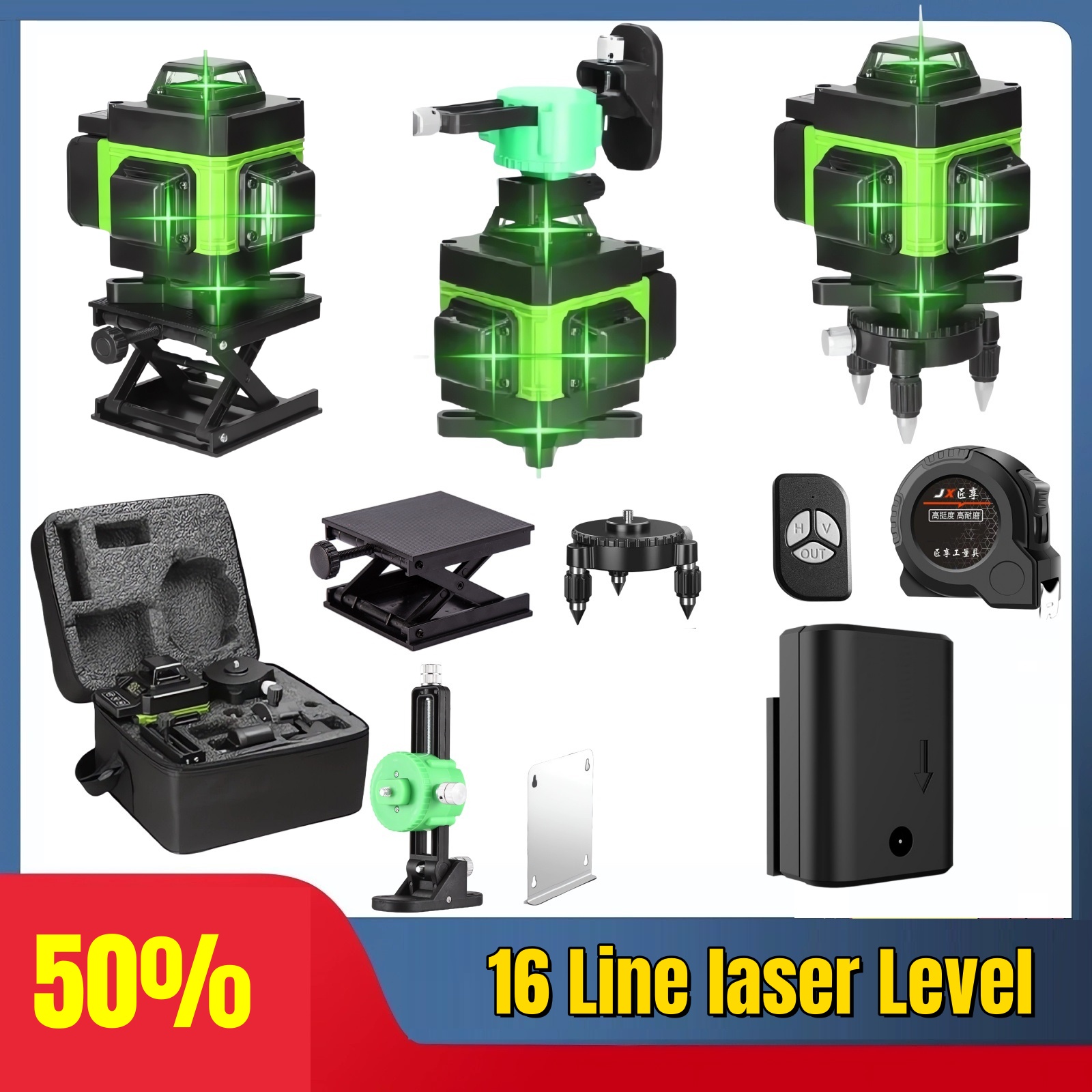 4D 16 خط احترافي 360 ° التسوية - مراجعة Laser Level 16 Lines 4D Green وسعره
