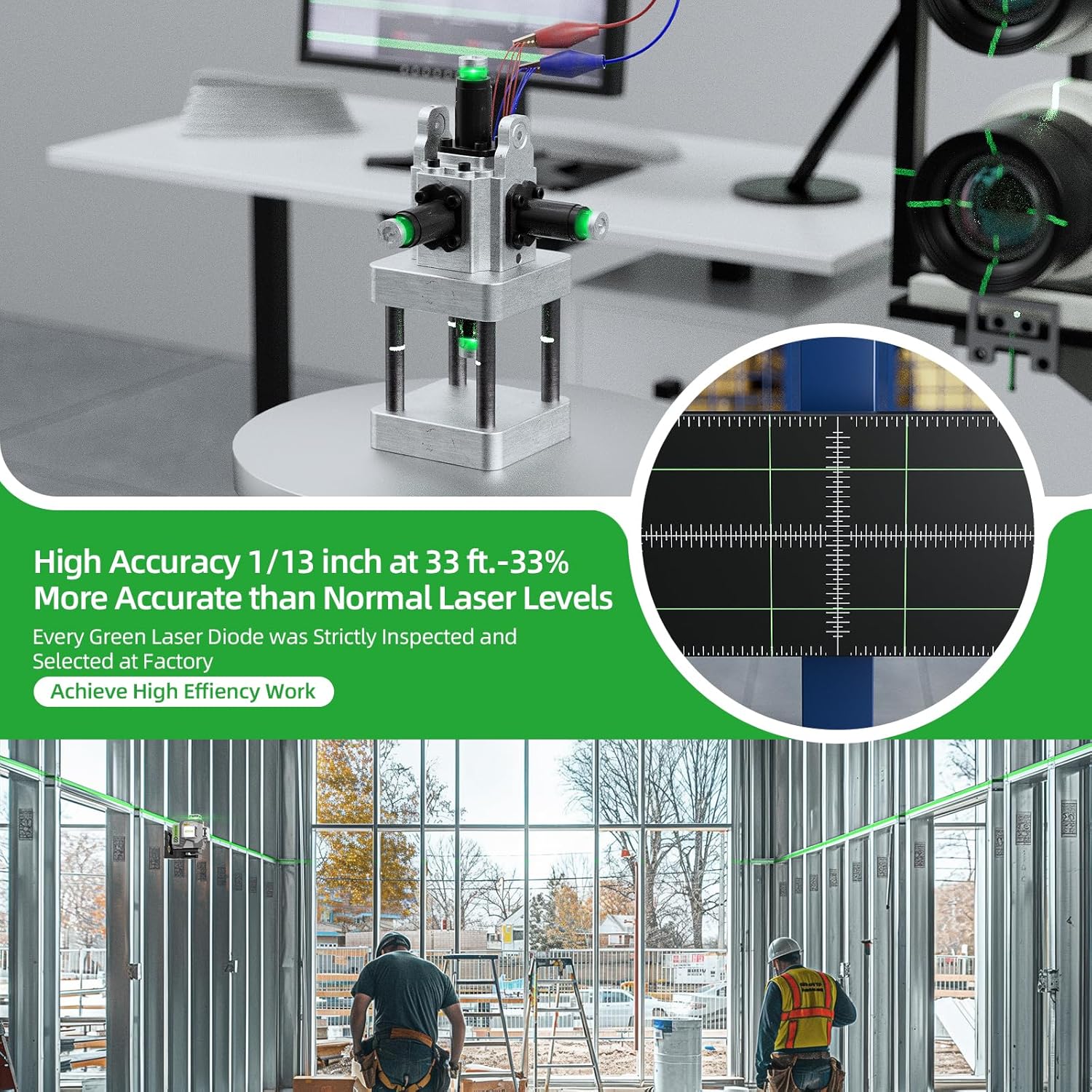 Huepar 4D عبر خط الليزر مستوى  - مراجعة Laser Level 16 Lines 4D Green وسعره