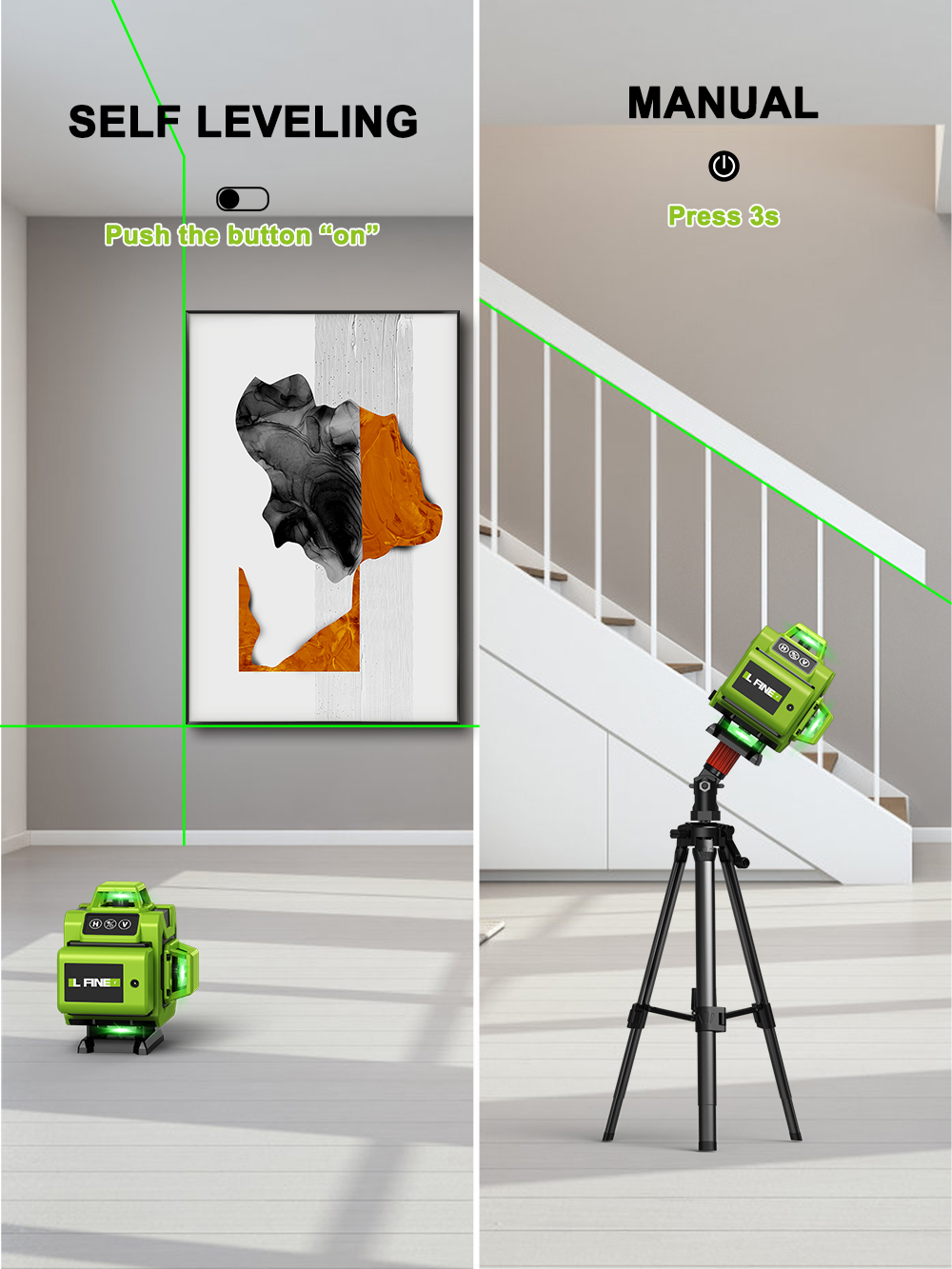 LFINE 4D 16 خطًا 360 مستوى ليز - مراجعة Laser Level 16 Lines 4D Green وسعره