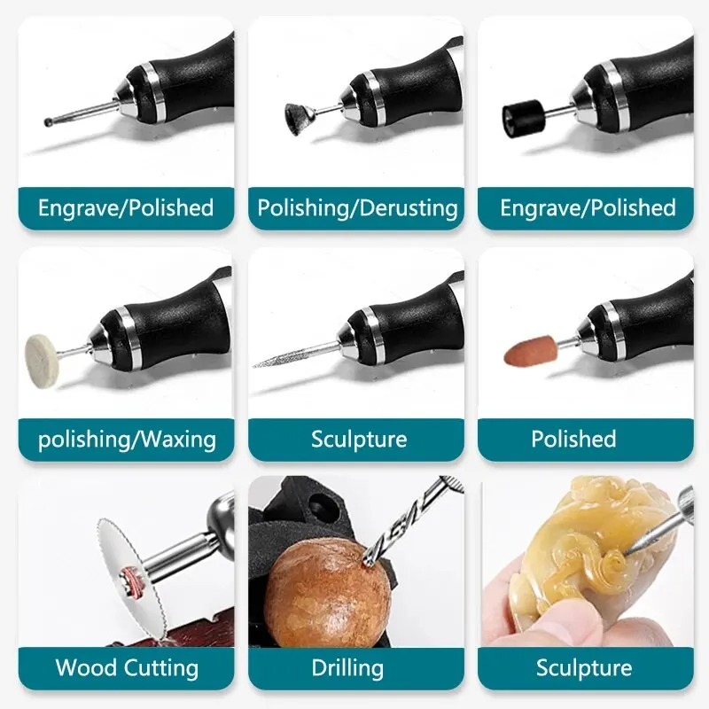قلم نقش كهربائي USB مجموعة أدو - مراجعة Cordless Rotary Tool Kit Accessories وسعره