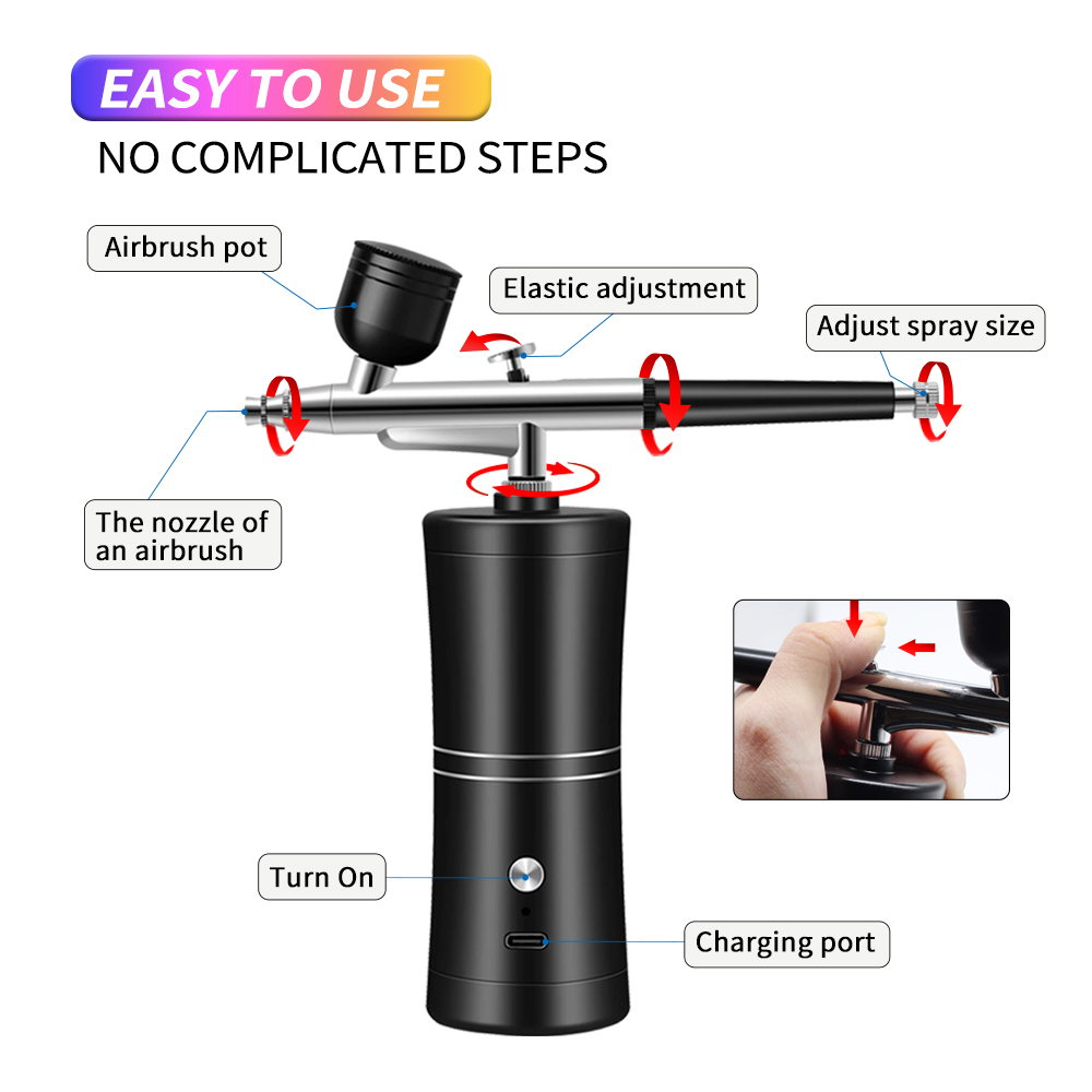 البخاخة اللاسلكية المحمولة الق - مراجعة Airbrush Kit With Mini Compressor وسعره