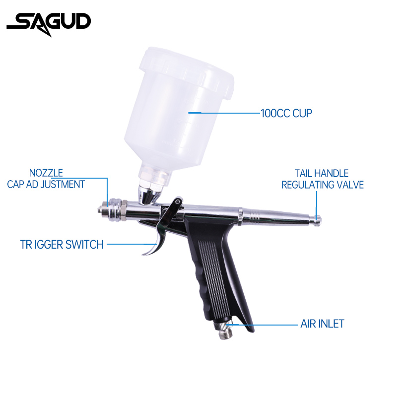 فرشاة هوائية للتغذية بالجاذبية - مراجعة Airbrush Kit With Mini Compressor وسعره
