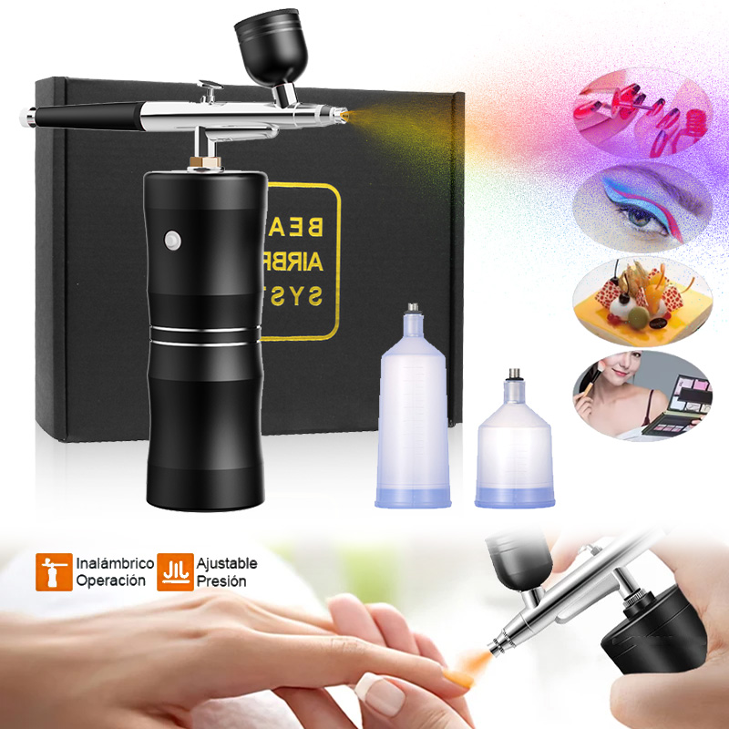 الأكسجين رذاذ ضاغط الهواء الصغ - مراجعة Airbrush Kit With Mini Compressor وسعره