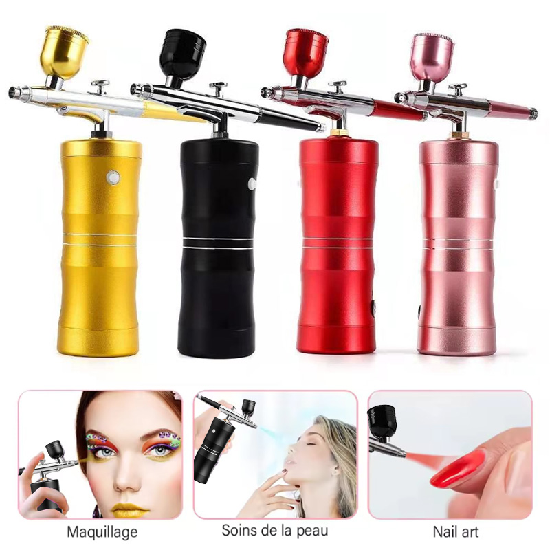 الأكسجين رذاذ ضاغط الهواء الصغ - مراجعة Airbrush Kit With Mini Compressor وسعره